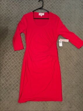 Philosophy Bright Red Ruched Long Sleeve Sheath Dress